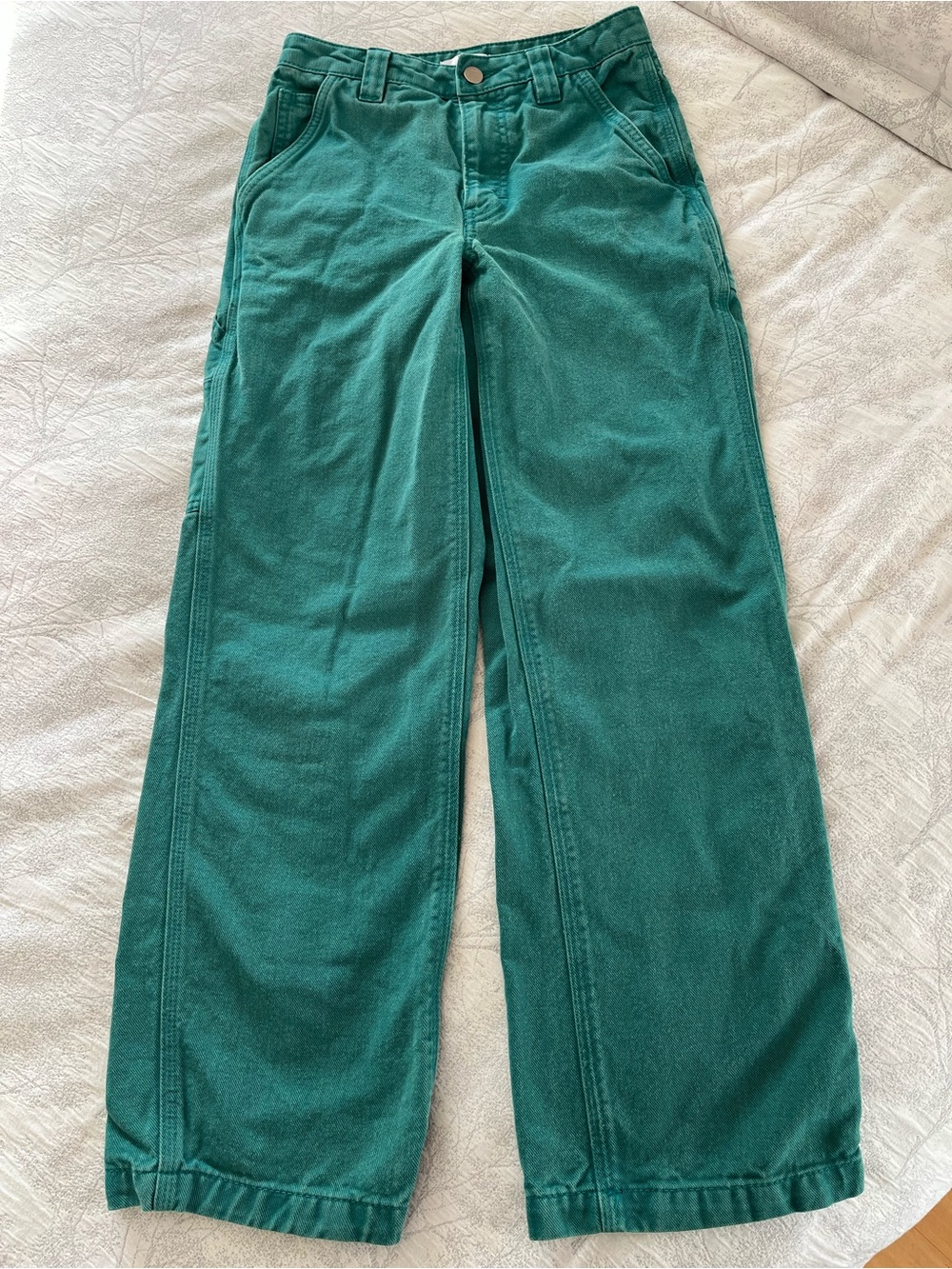 TNA Teal Green Wide-Leg Jeans